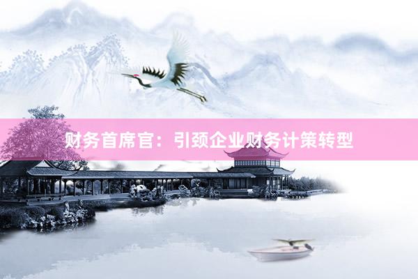 财务首席官：引颈企业财务计策转型